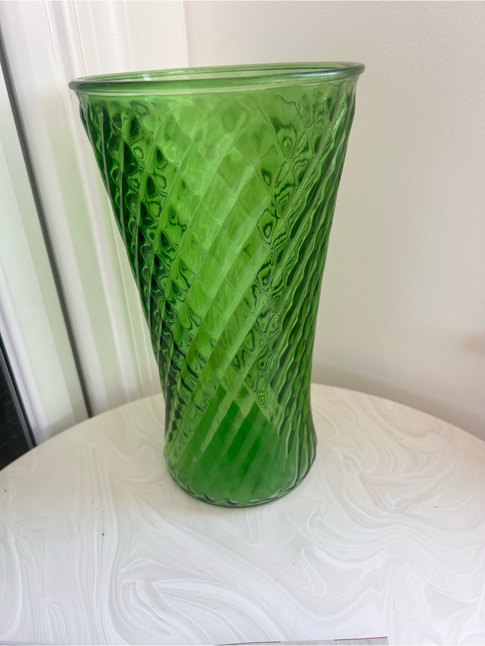 MCM vintage Emerald Green Swirl Glass Vase vessel Restyle!